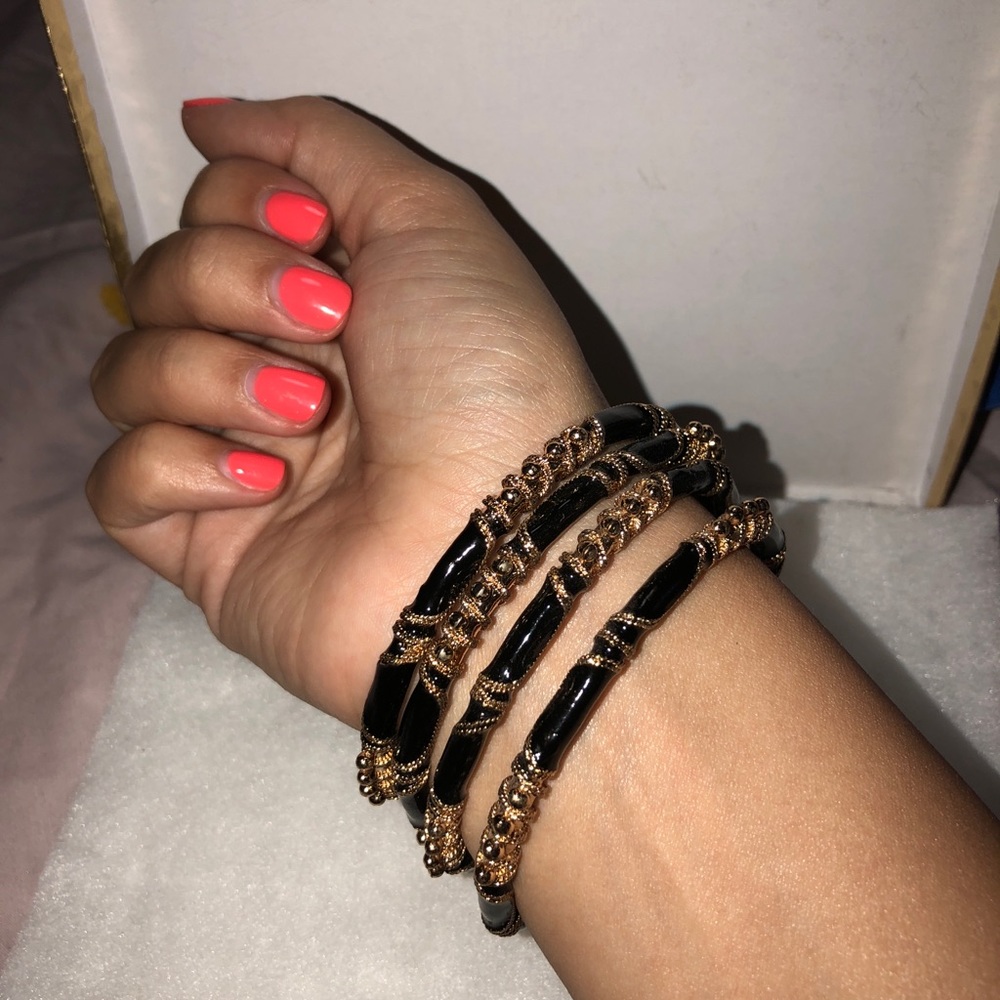 4 Ross Simon Black and gold bangles - Picture 3 of 5